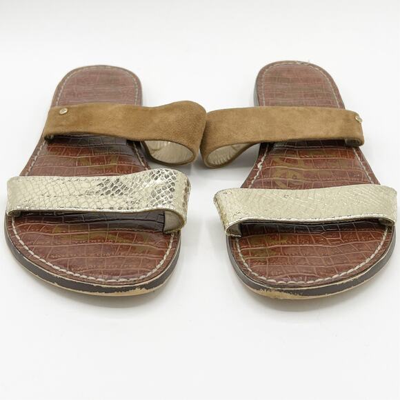 Sam Edelman Gala Two Strap Slide Sandals Gold Nude 10M - Picture 3 of 8